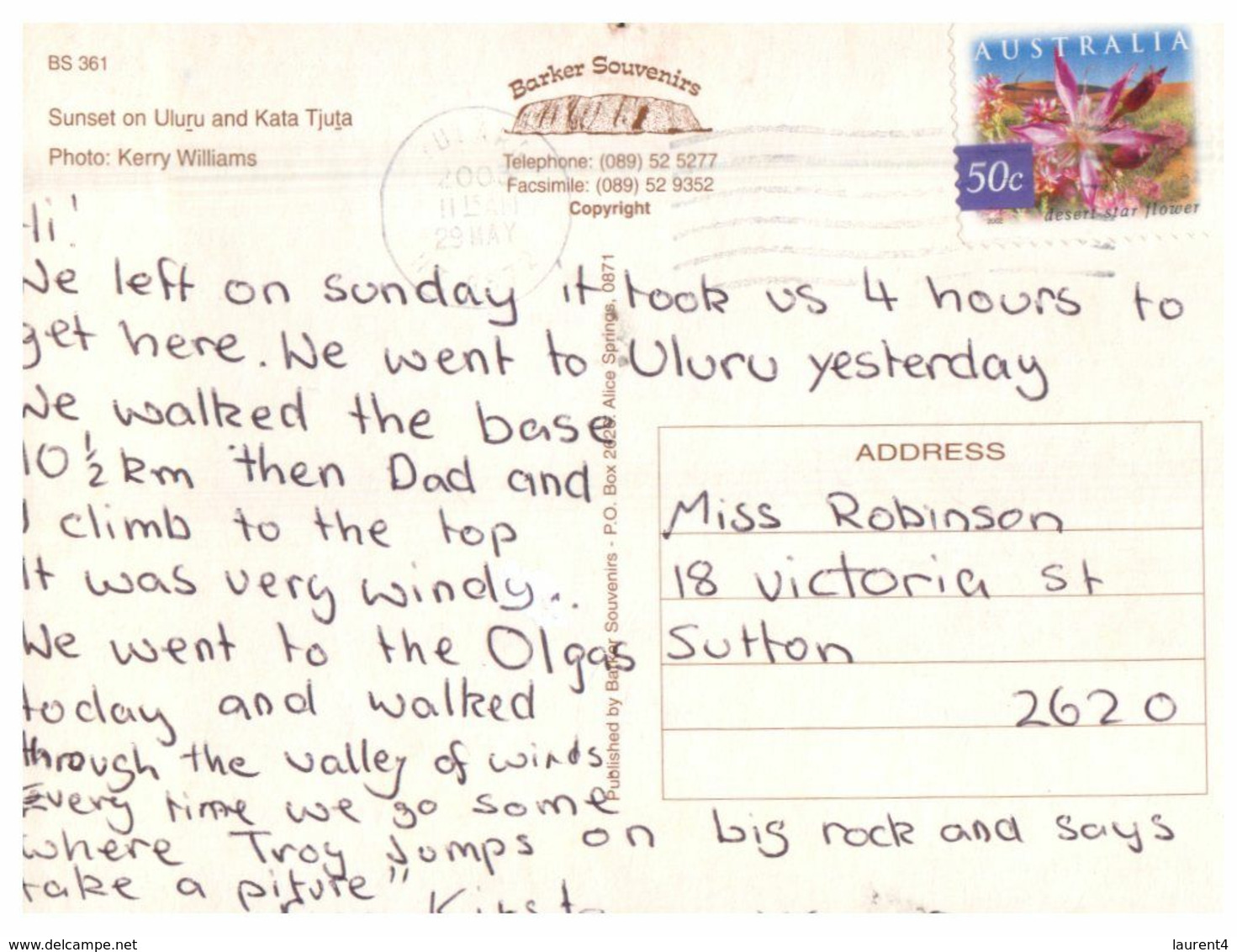 (M 6) Australia - NT - Ayers Rock & Kuta Tjuta Sunset (with Stamp) (BS361) - Uluru & The Olgas