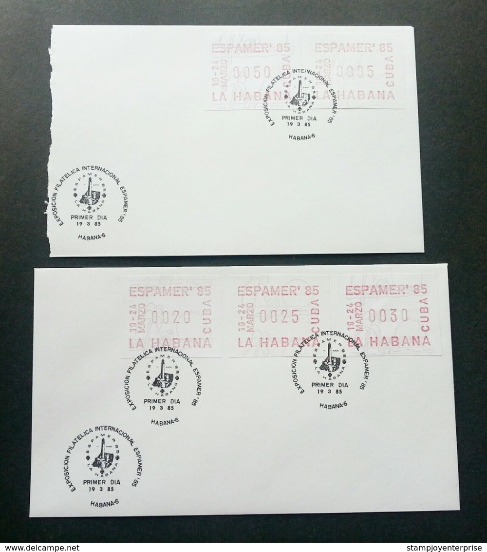 Cuba ESPAMER '85 LA HABANA 1985 ATM (Frama Label Stamp FDC Pair) *see Scan - Briefe U. Dokumente