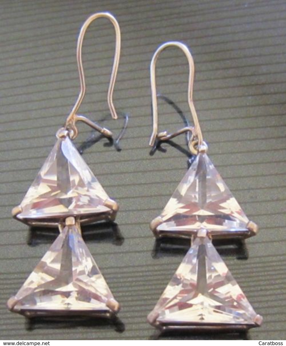 Boucles D'oreille Cristal De Roche Sur Argent, Réf Tri - Earrings