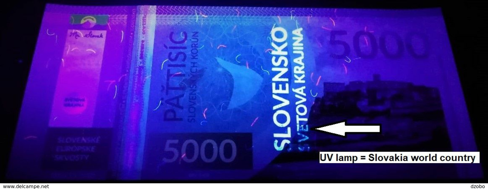 04. SLOVAKIA-FANTASY Banknote Slovak European Gems SPISSKY HRAD (UNESCO) 5000 Sk No 1 From 10 UNC 200 Pcs 01/2020 - Specimen