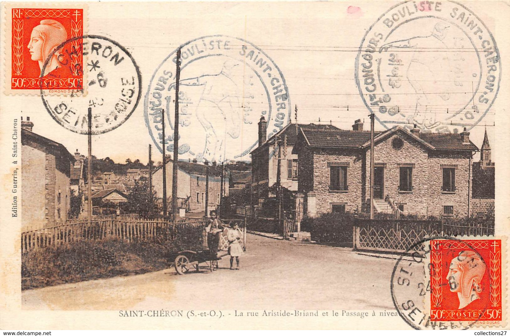 91-SAINT-CHERON- LA RUE ARISTIDE-BRIAND ET LE PASSAGE A NIVEAU - Saint Cheron