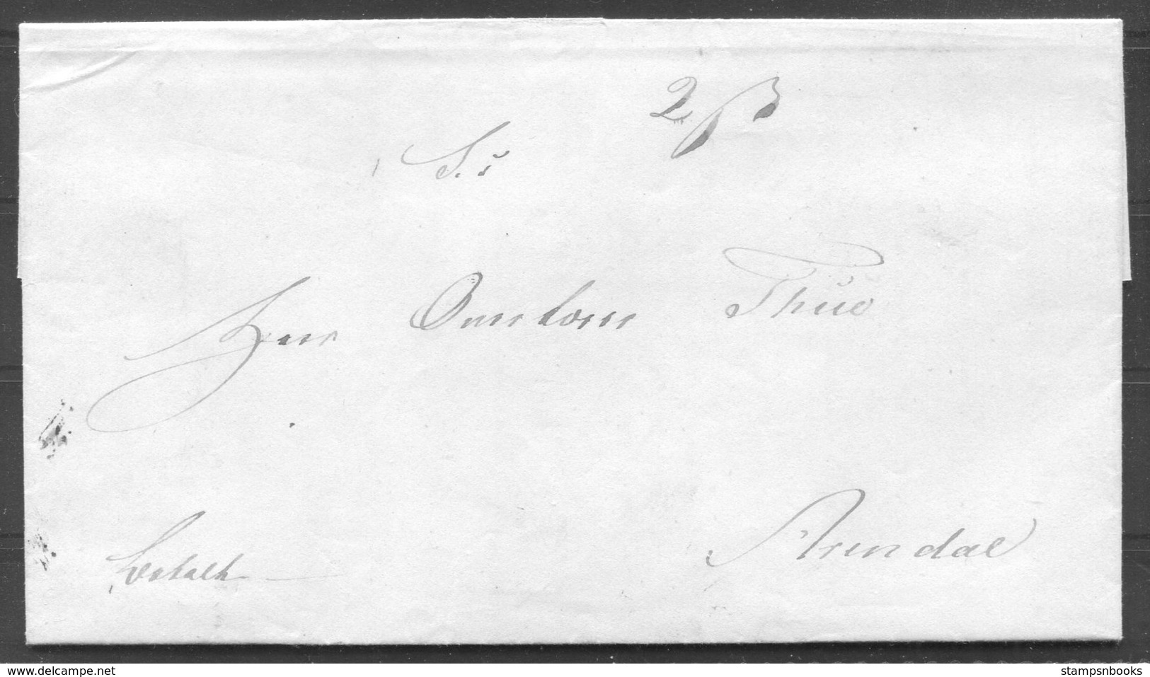 1845 Norway Entire Christiansand - Arendal. Bishop Von Der Lippe - ...-1855 Voorfilatelie