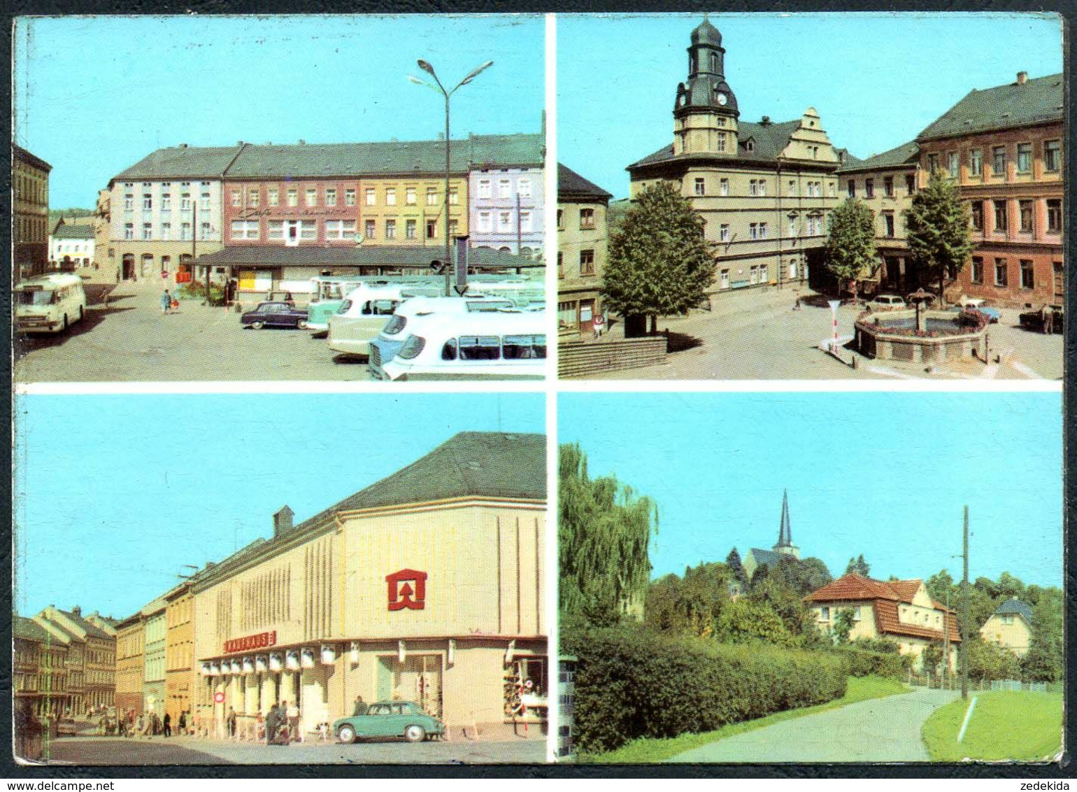 E0178 - Schleiz - Markt Rathaus Kaufhaus Magnet Ikarus Busbahnhof ??? - VEB Bild Und Heimat Reichenbach - Schleiz