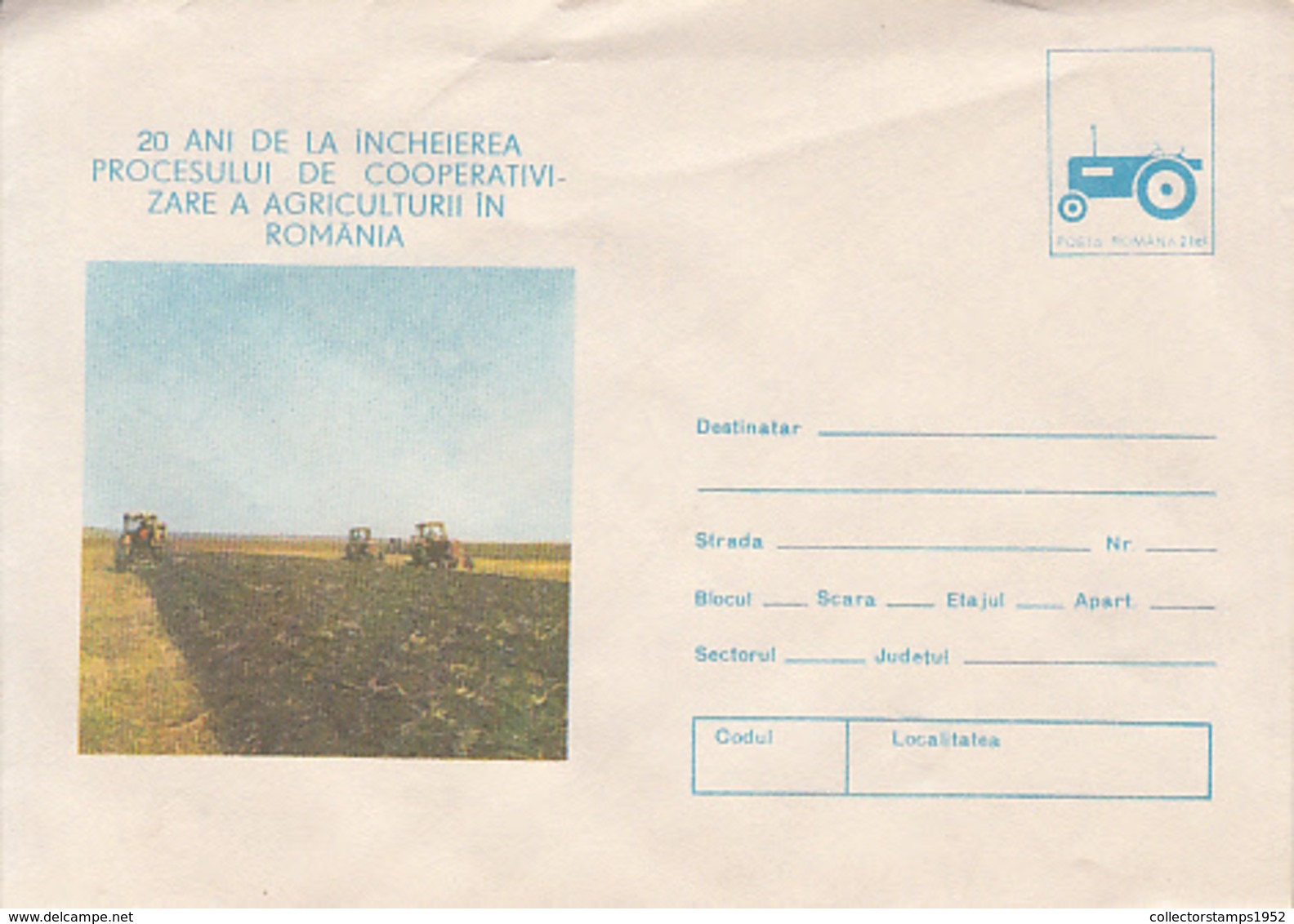 89989- TRACTOR, PLOWING, AGRICULTURE, COVER STATIONERY, 1982, ROMANIA - Agriculture