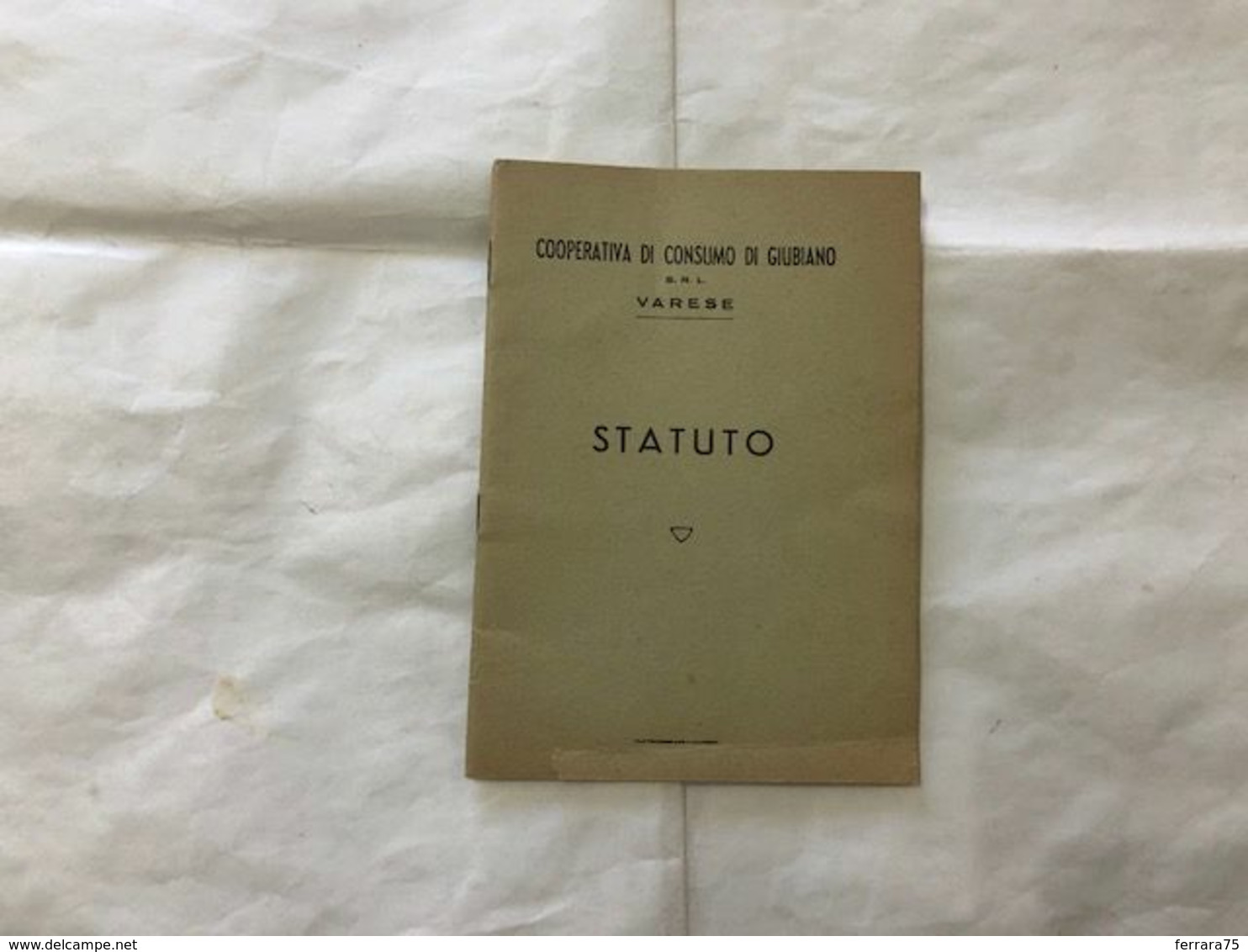 VARESE COOPERATIVA DI CONSUMO DI GIUBIANO S.R.L. STATUTO 1949. - To Identify