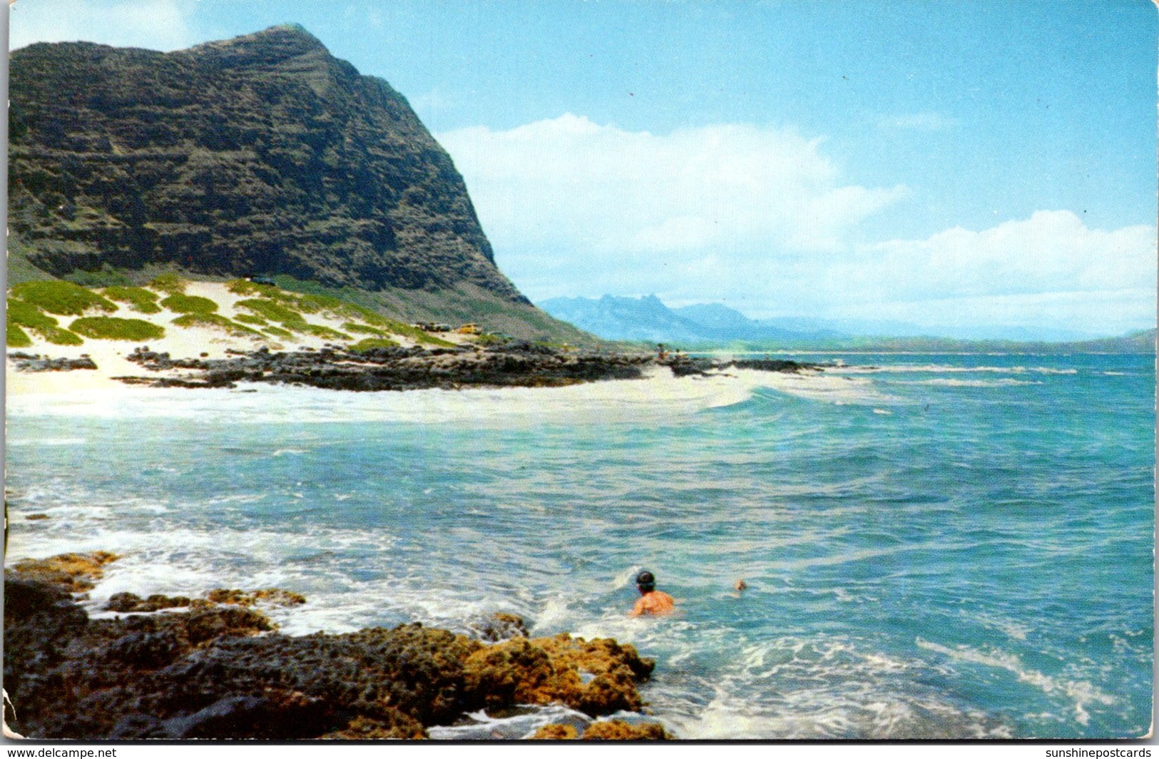 Hawaii Oahu Makapuu Beach Showing Cliffs And Mt Olomana In The Distance - Oahu