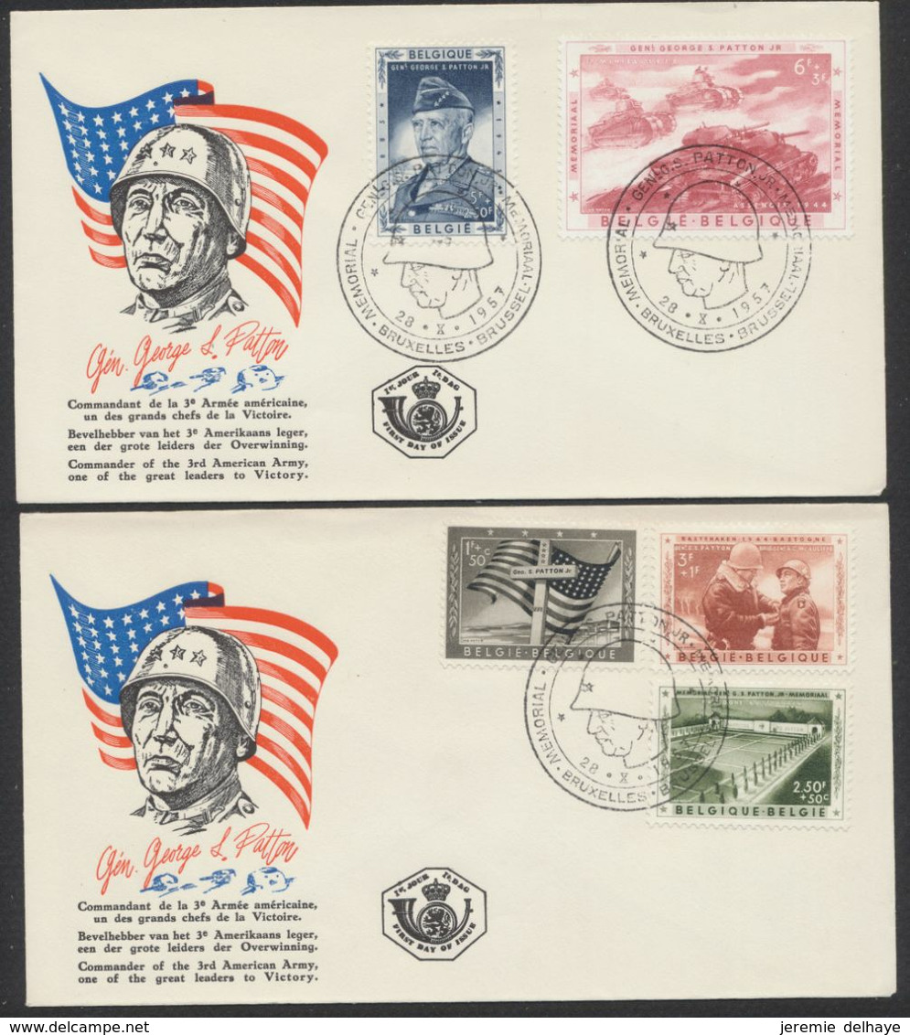 FDC (1957) - Mémorial Général George Smith Patton çàd N°1032/36 Sur 2 Enveloppes Illustrées + Cachet Spécial. TB - 1951-1960