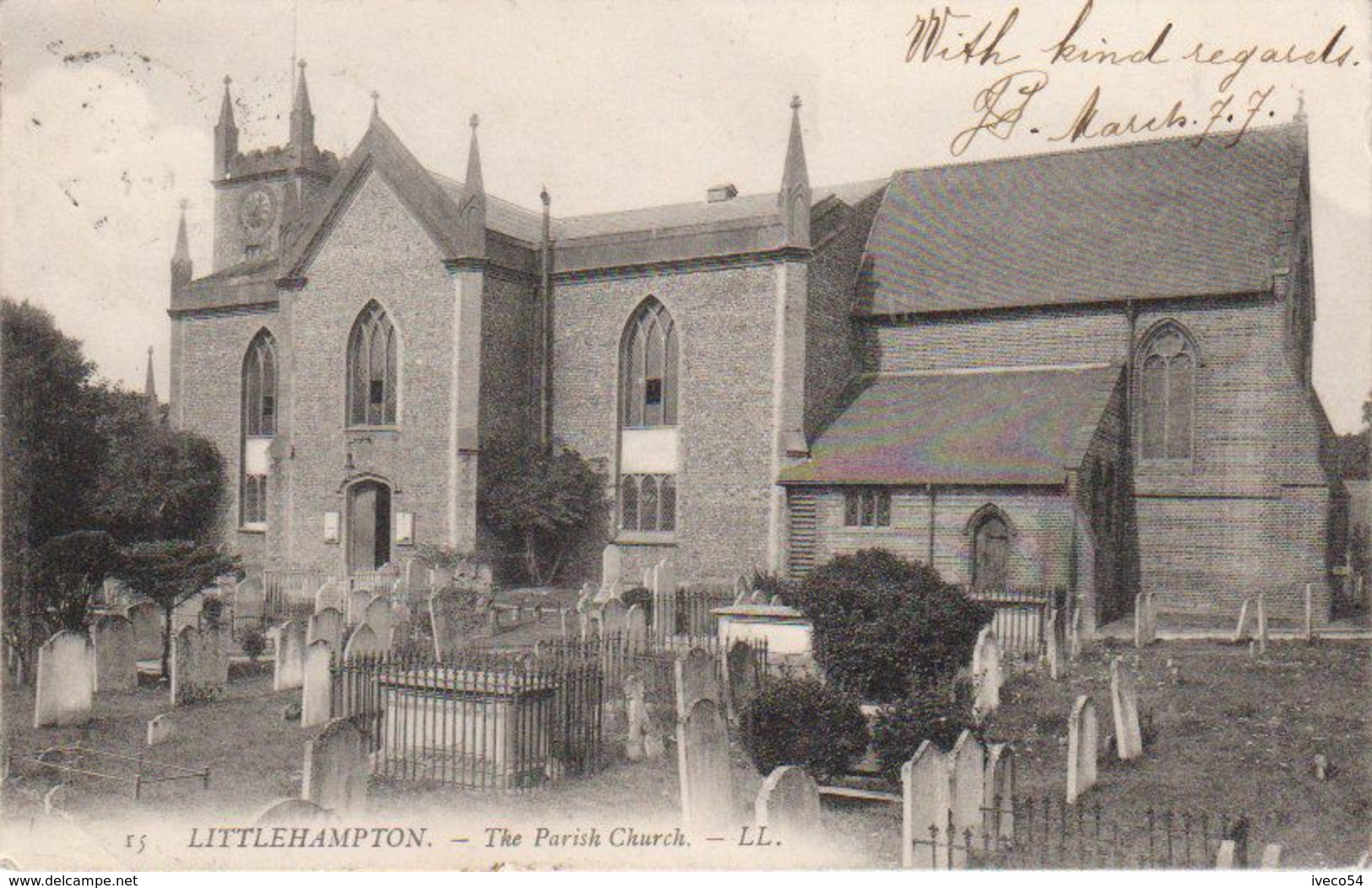 1907   Littlehampton   The Parish  Church    -  Vers Commercy - Arundel