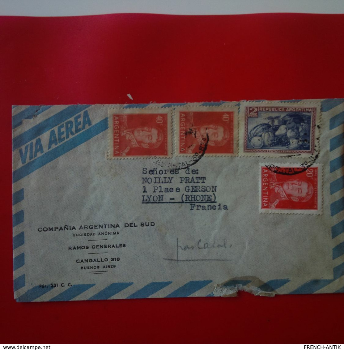 LETTRE BUENOS AIRES POUR LYON - Lettres & Documents