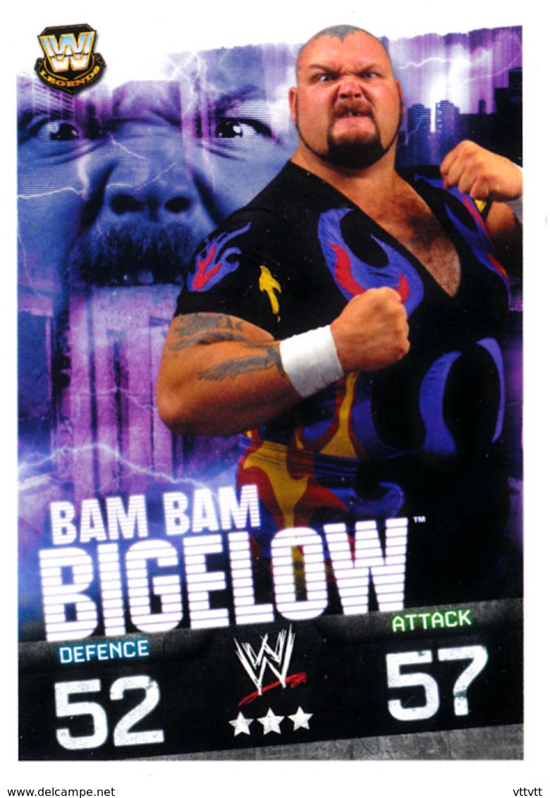 Wrestling, Catch : BAM BAM BIGELOW (W, LEGENDS,2008), Topps, Slam, Attax, Evolution, Trading Card Game, 2 Scans, TBE - Tarjetas