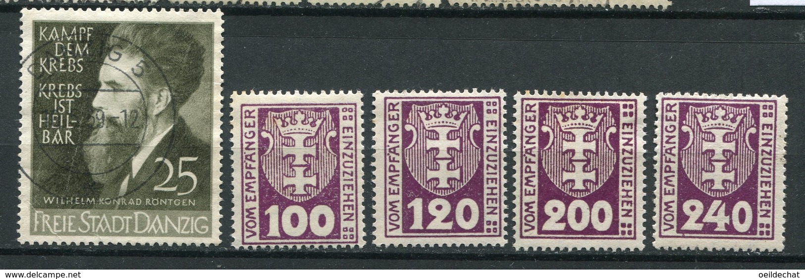 19510 DANTZIG N°257, Taxe 7/10 °/* W.K. Röntgen (1845-1923) , Dentelés 14     1921-39   B/TB - Autres & Non Classés