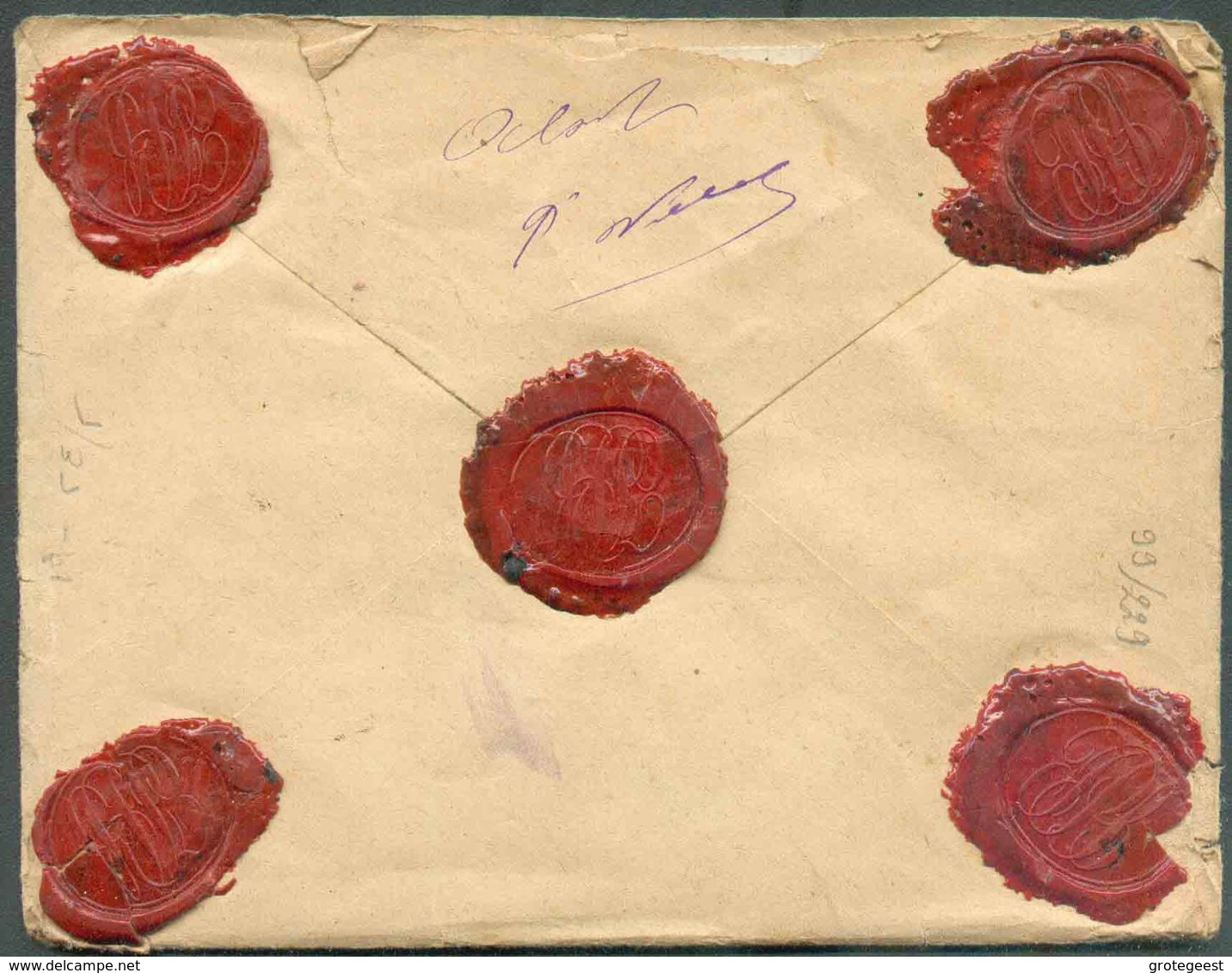 N°46-48-51 - 10 Centimes, 25 Centimes Et 1Fr. Emission 1884, Obl. Sc HANNUT sur Enveloppe Du 28 Janvier 1890 En Double P - 1884-1891 Leopoldo II