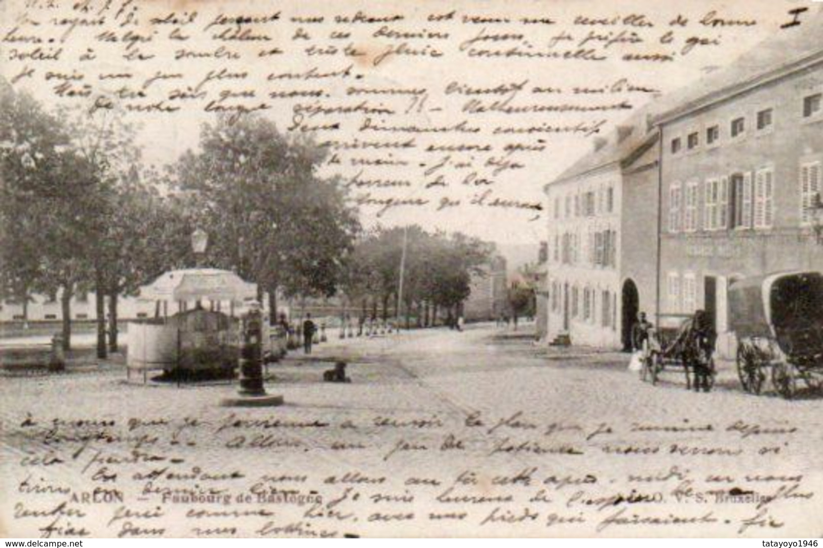Arlon Faubourg De Bastogne  Attelage Kiosque  Circulé En 1905 - Aarlen