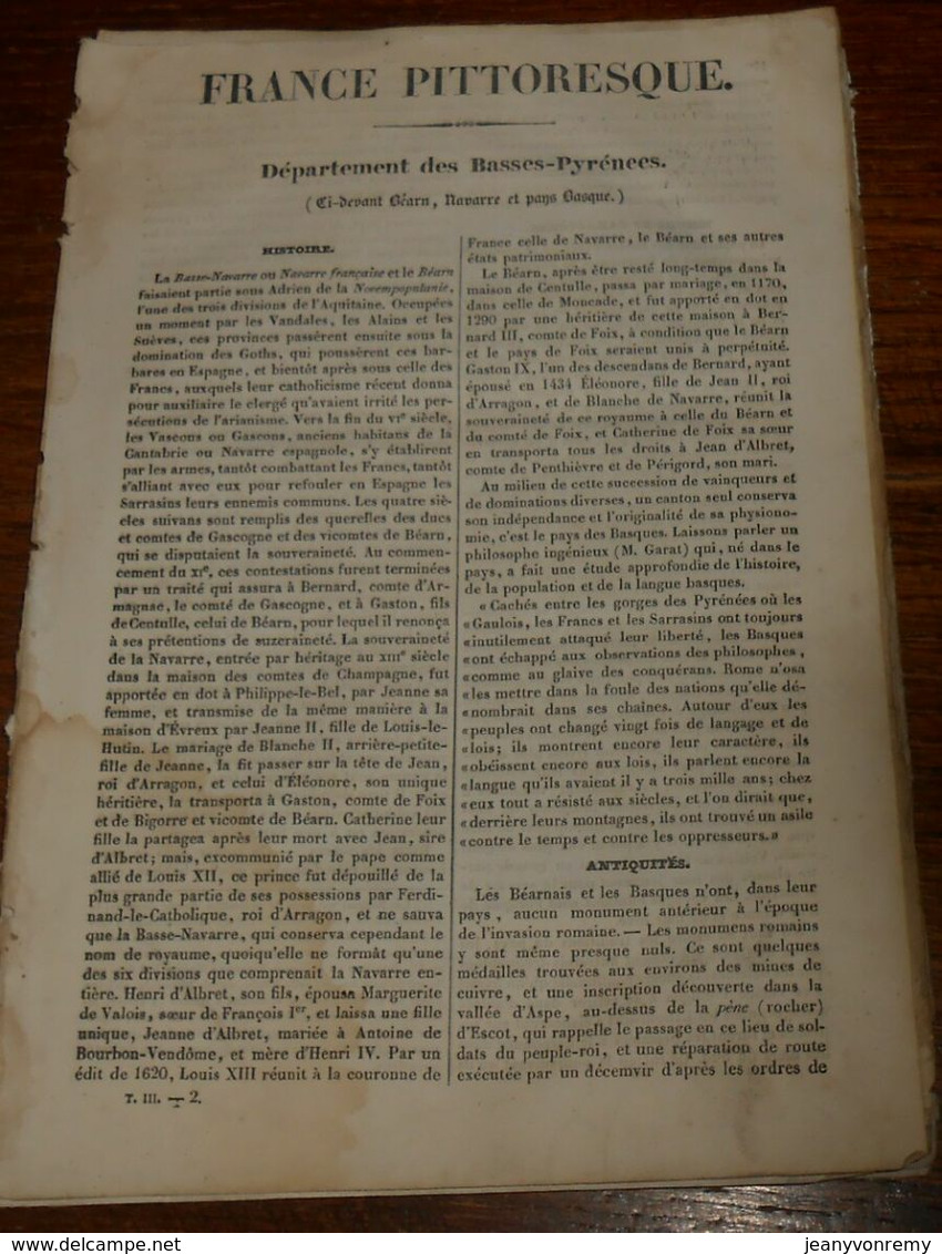 Département Des Basses Pyrénées.1835. - Pays Basque