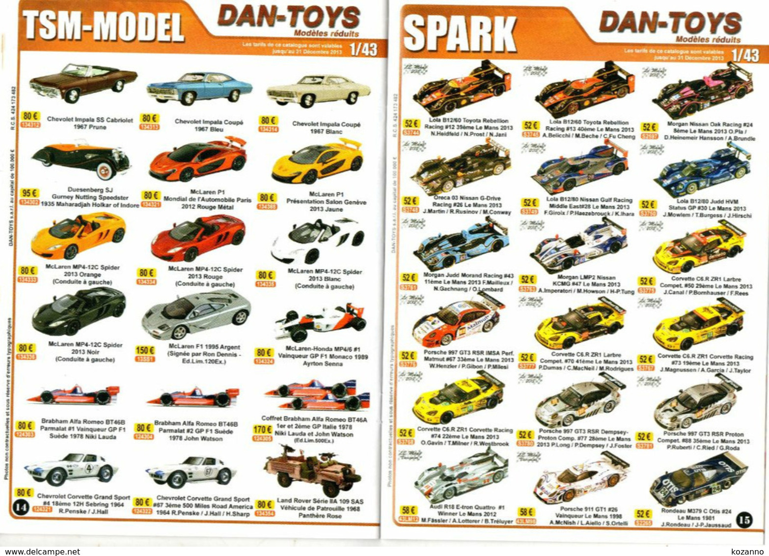 DAN TOYS - CATALOGUE N°80: DECEMBRE 2013 + De 500 MODEL REDUIT VEHICULE / AUTOMOBILE / PHOTO Avec PRIX VALEUR ESTIMATION - Catalogues & Prospectus