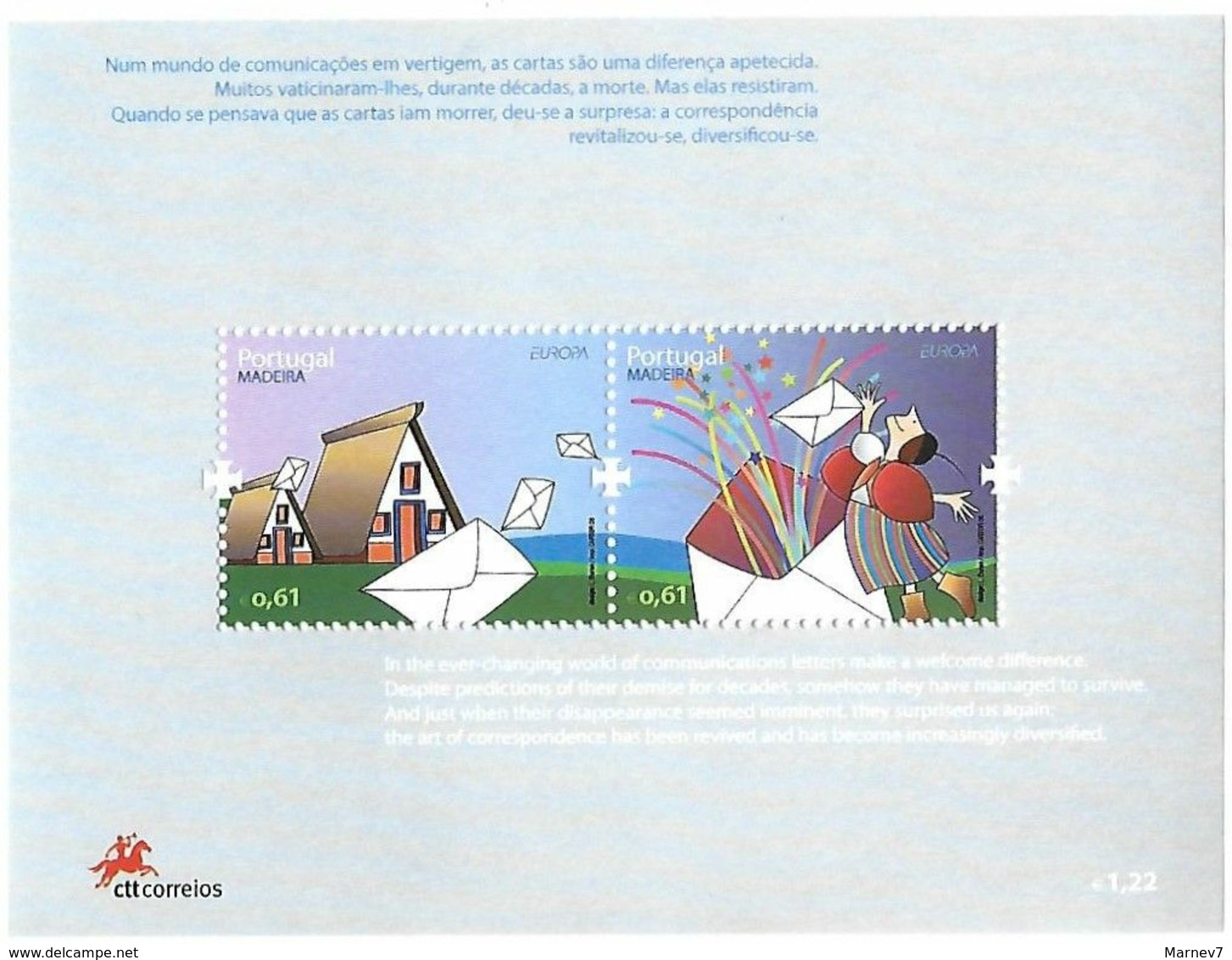 EUROPA - Année 2008 -  L'écriture Une Lettre - Portugal BF 272 - Açores BF 36 Madère BF 41 - Blocs Feuillets- Neuf** - Autres & Non Classés