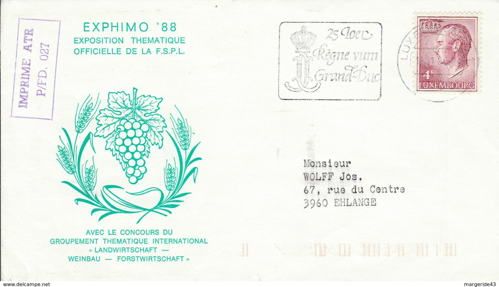 LUXEMBOURG OBLITERATION 25 ANS DE REGNE DU GRAND DUC 1980 - Franking Machines (EMA)