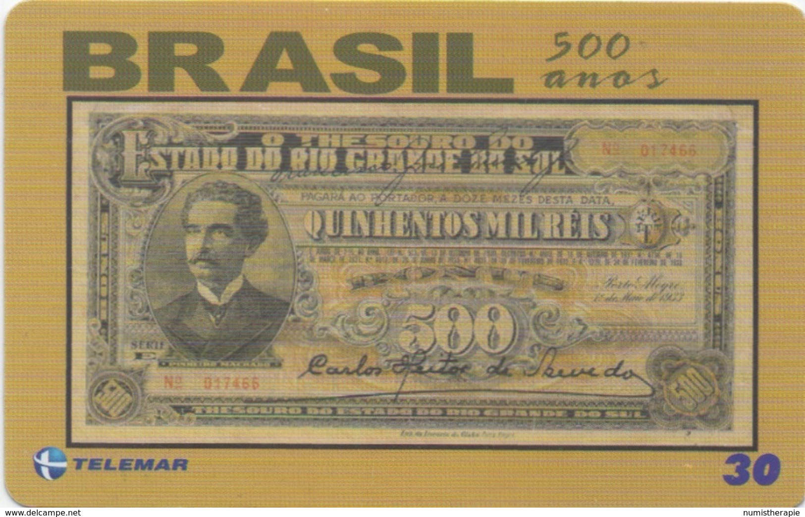 Brésil : Série De 500 Ans : Billet De Banque 1933 - Briefmarken & Münzen