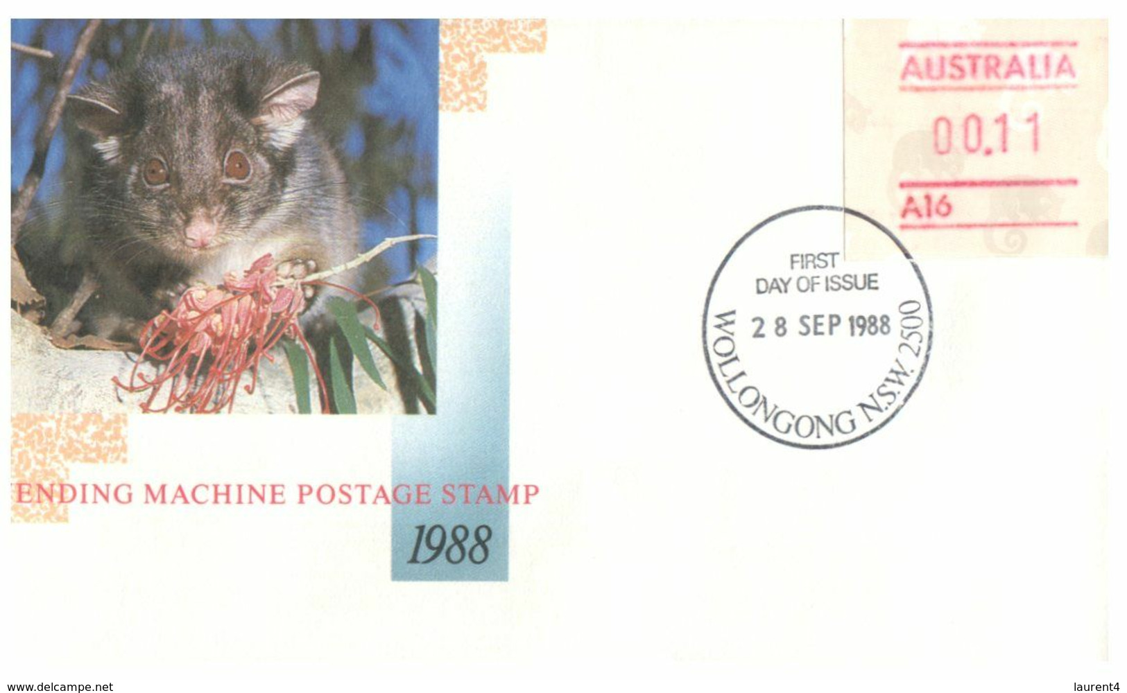 (O 7) Australia (5 Covers) Vending Machine Postage Stamp 1988 (value 0.10 To 0,14 Cents) Possum - Andere & Zonder Classificatie