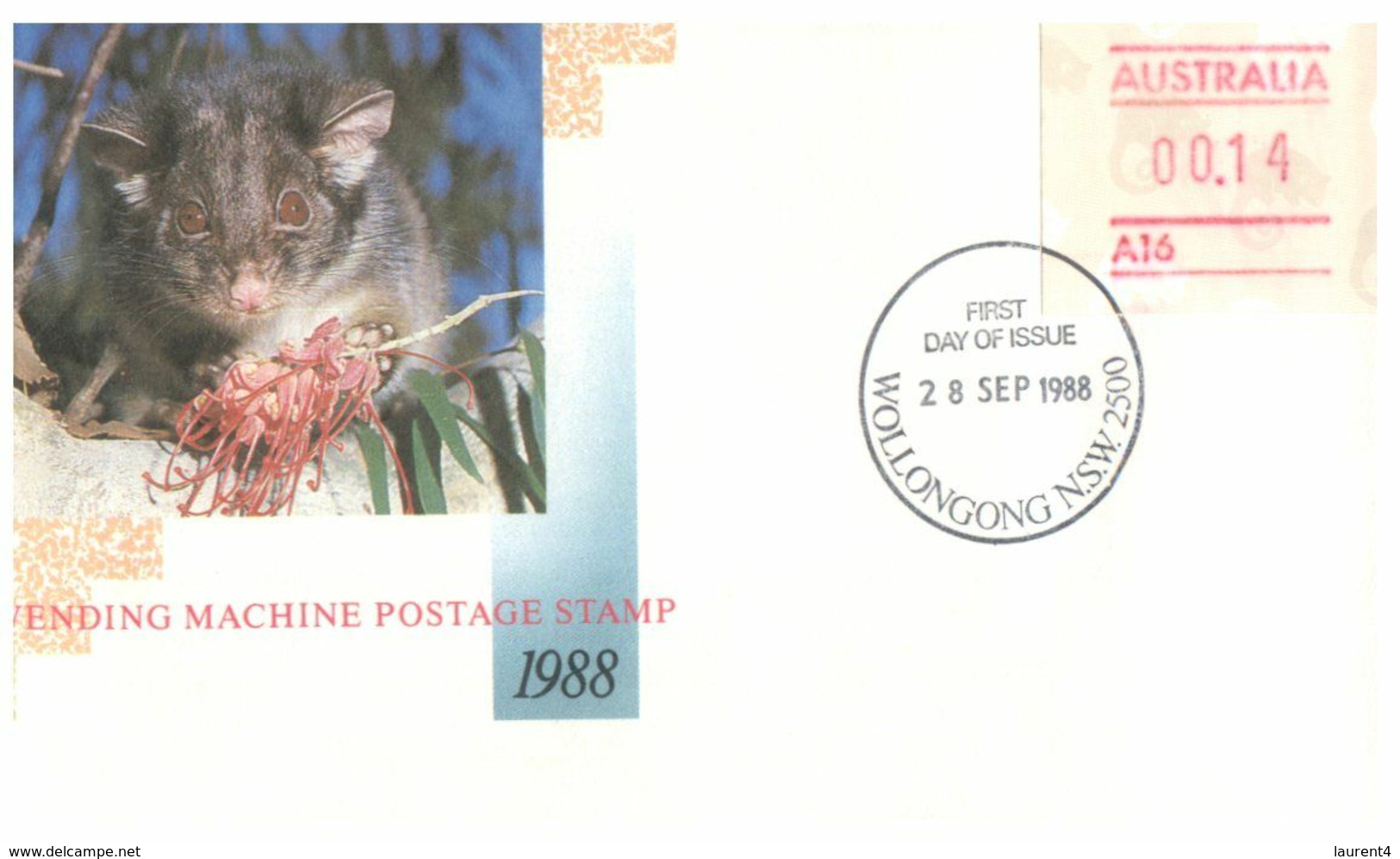 (O 7) Australia (5 Covers) Vending Machine Postage Stamp 1988 (value 0.10 To 0,14 Cents) Possum - Andere & Zonder Classificatie