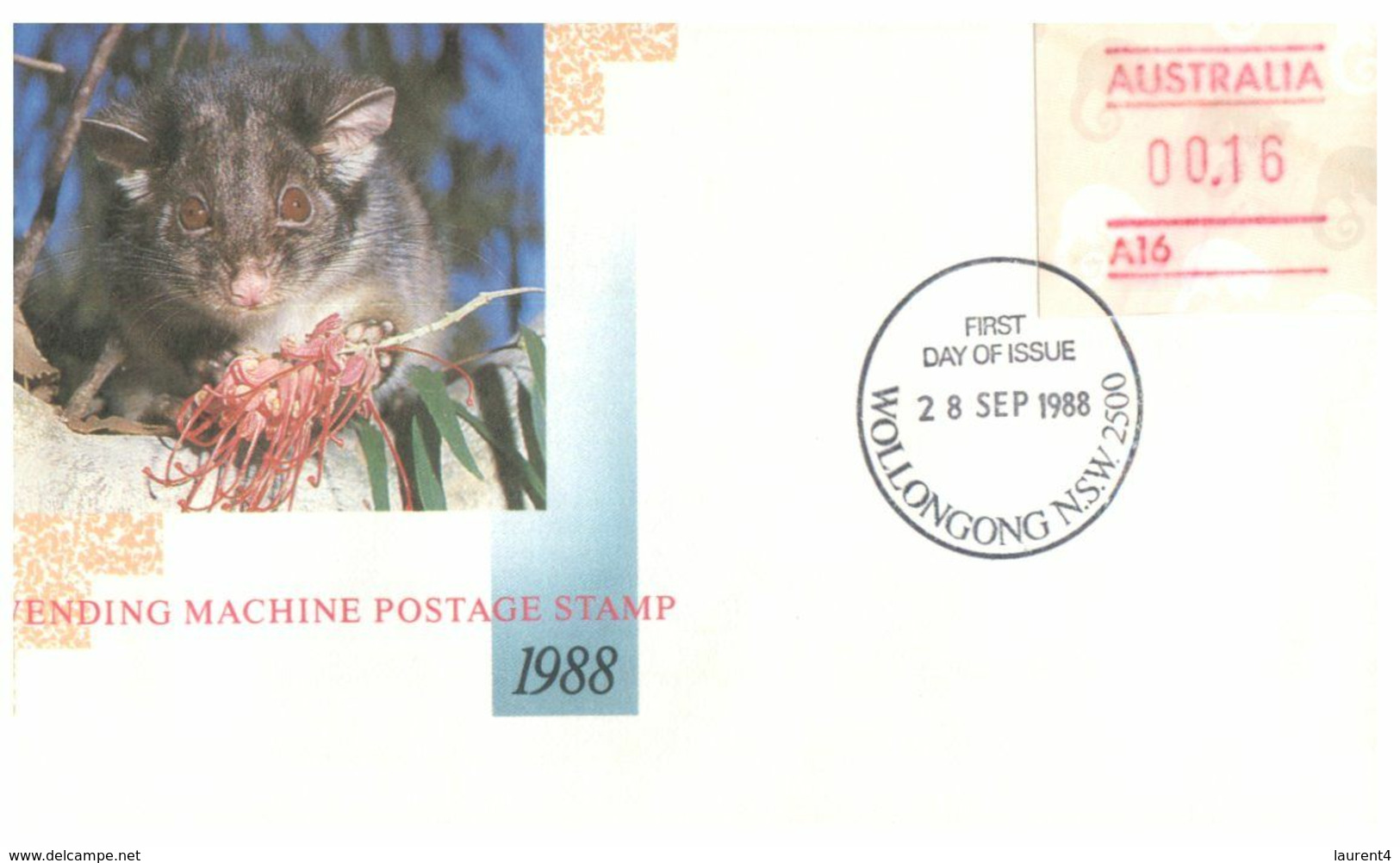 (O 7) Australia (5 Covers) Vending Machine Postage Stamp 1988 (value 0.15 To 0,19 Cents) Possum - Autres & Non Classés