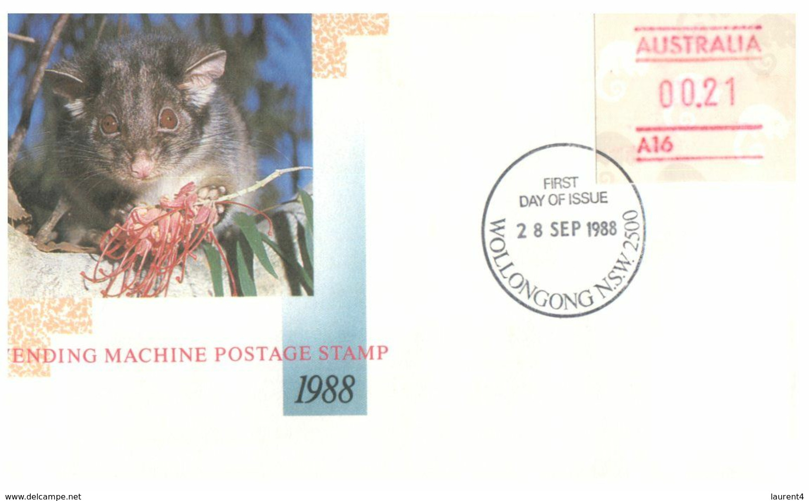 (O 7) Australia (5 Covers) Vending Machine Postage Stamp 1988 (value 0.20 To 0,24 Cents) Possum - Autres & Non Classés