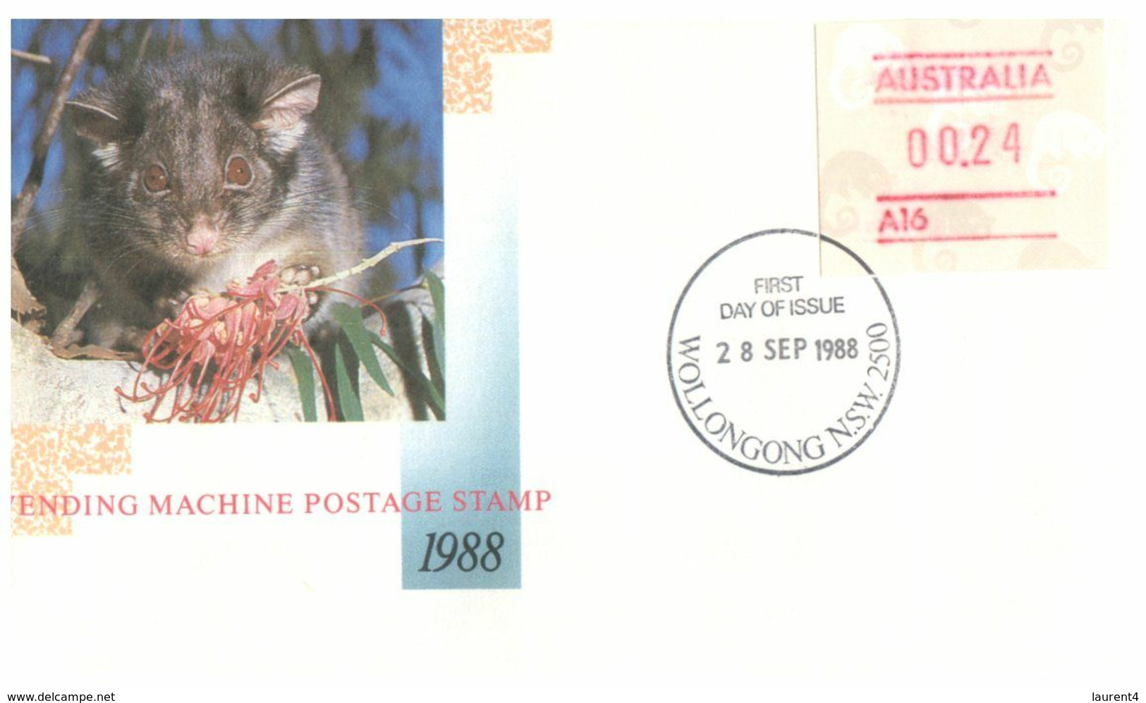 (O 7) Australia (5 Covers) Vending Machine Postage Stamp 1988 (value 0.20 To 0,24 Cents) Possum - Otros & Sin Clasificación