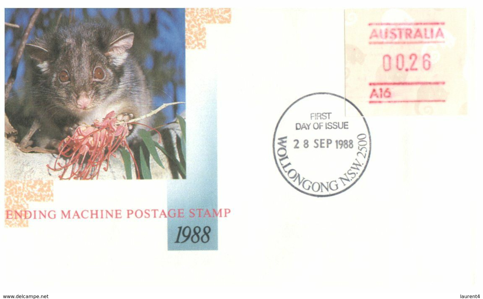 (O 7) Australia (5 Covers) Vending Machine Postage Stamp 1988 (value 0.25 To 0,29 Cents) Possum - Sonstige & Ohne Zuordnung