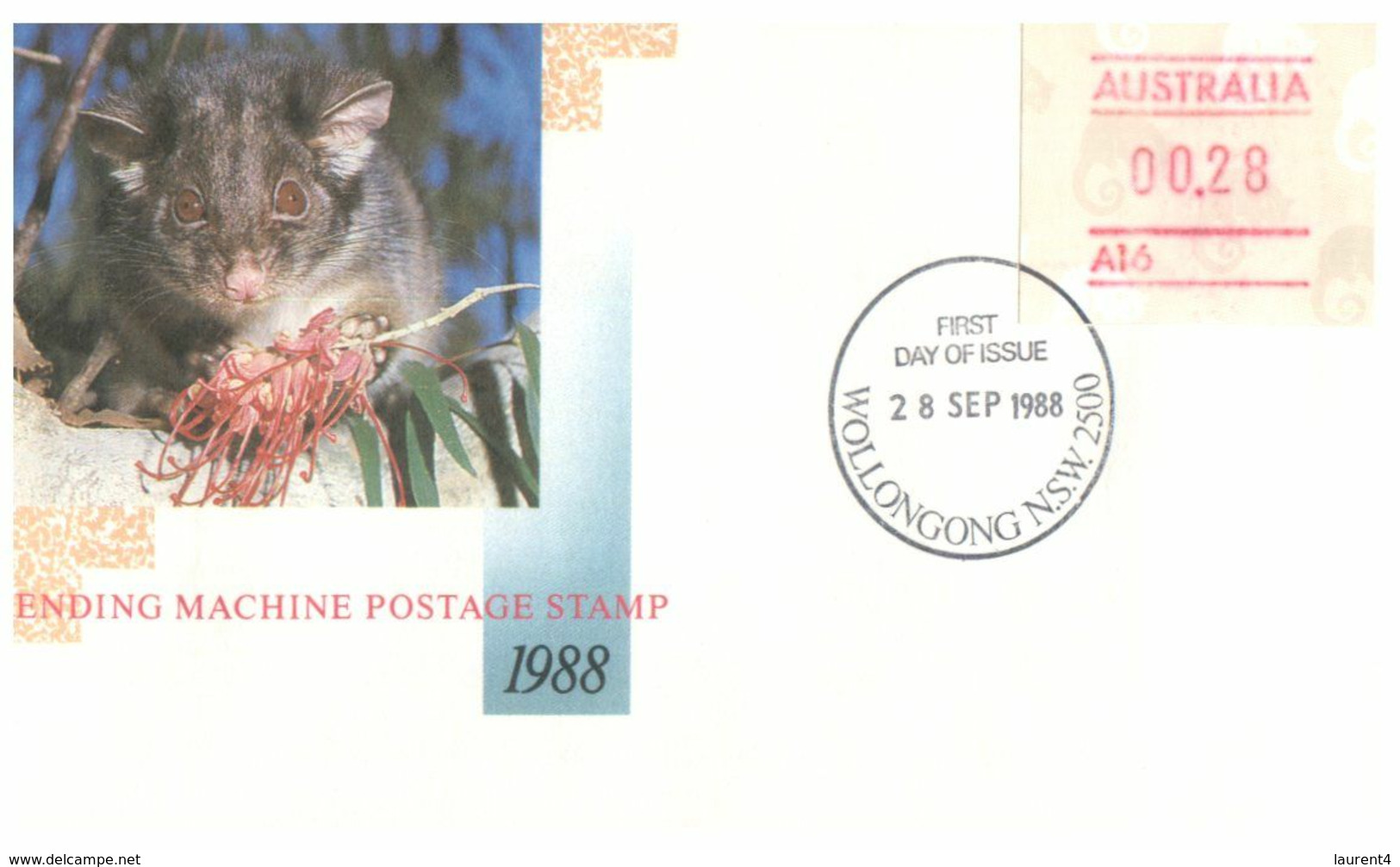 (O 7) Australia (5 Covers) Vending Machine Postage Stamp 1988 (value 0.25 To 0,29 Cents) Possum - Autres & Non Classés