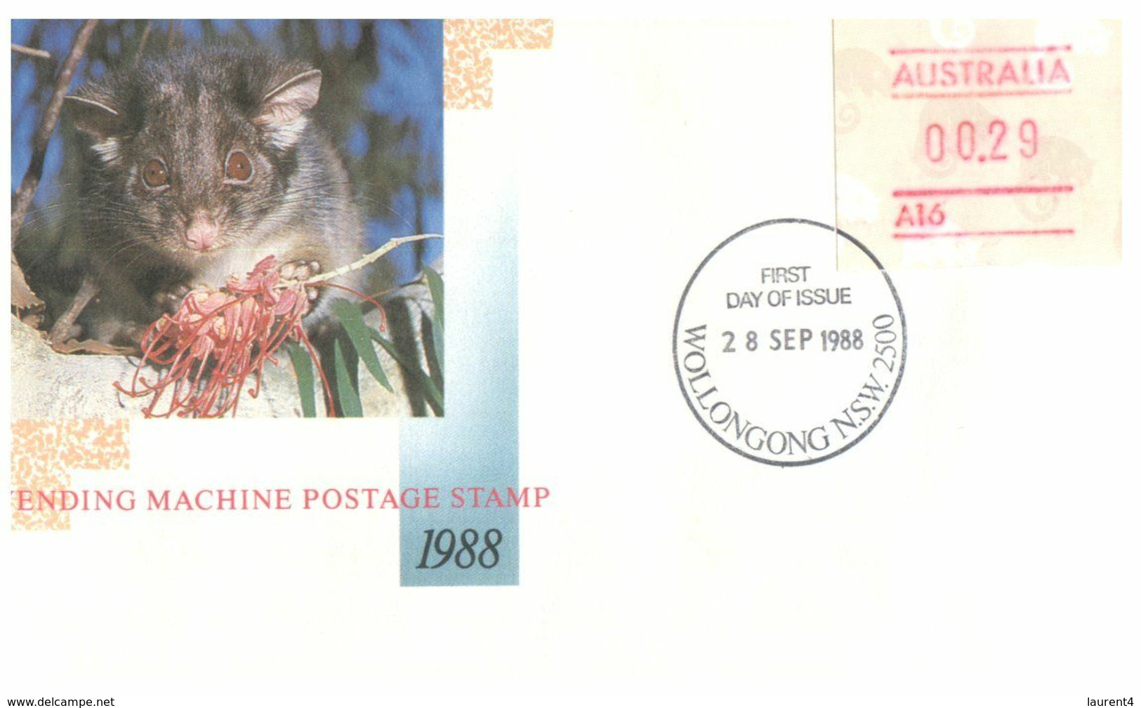 (O 7) Australia (5 Covers) Vending Machine Postage Stamp 1988 (value 0.25 To 0,29 Cents) Possum - Altri & Non Classificati