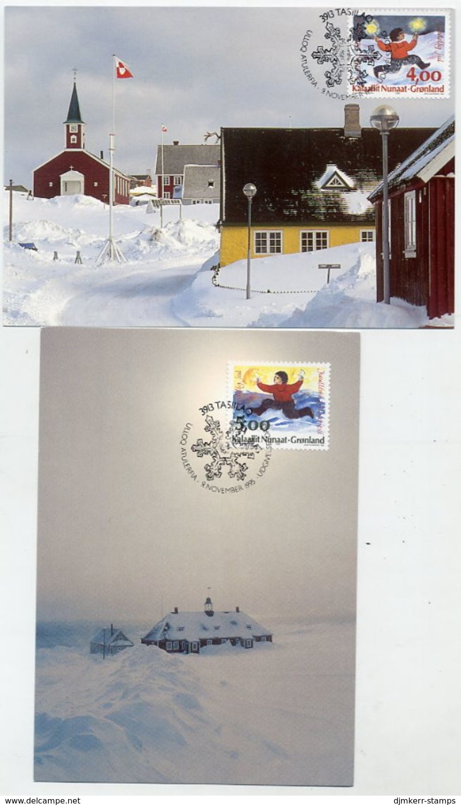 GREENLAND 1995 Christmas On Maximum Cards.  Michel 279-80 - Maximumkaarten