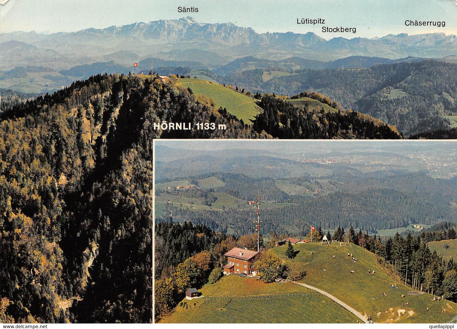 011072 "FLUGAUFNAHME HÖRNLI -  BERGGASTHAUS  HORNLI KULM M. 1137" PANORAMA. CART  SPED 1971 - Berg