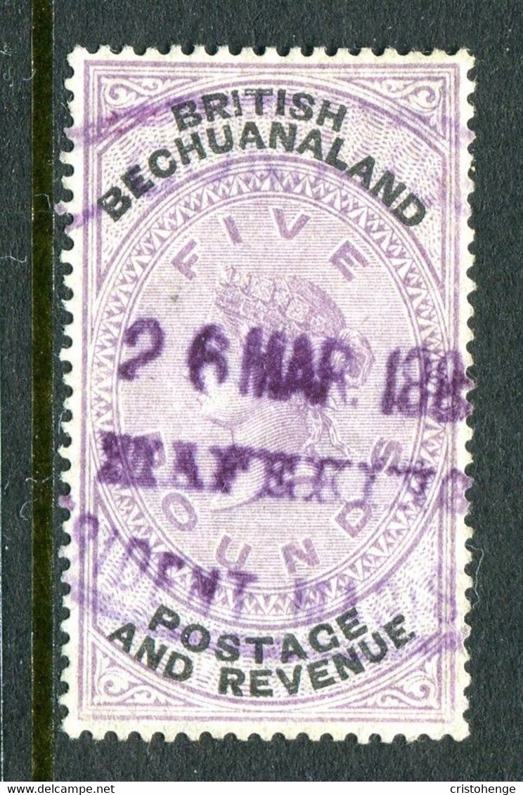 British Bechuanaland 1888 QV - £5 Lilac & Black Fiscally Used (SG 21) - 1885-1895 Colonie Britannique