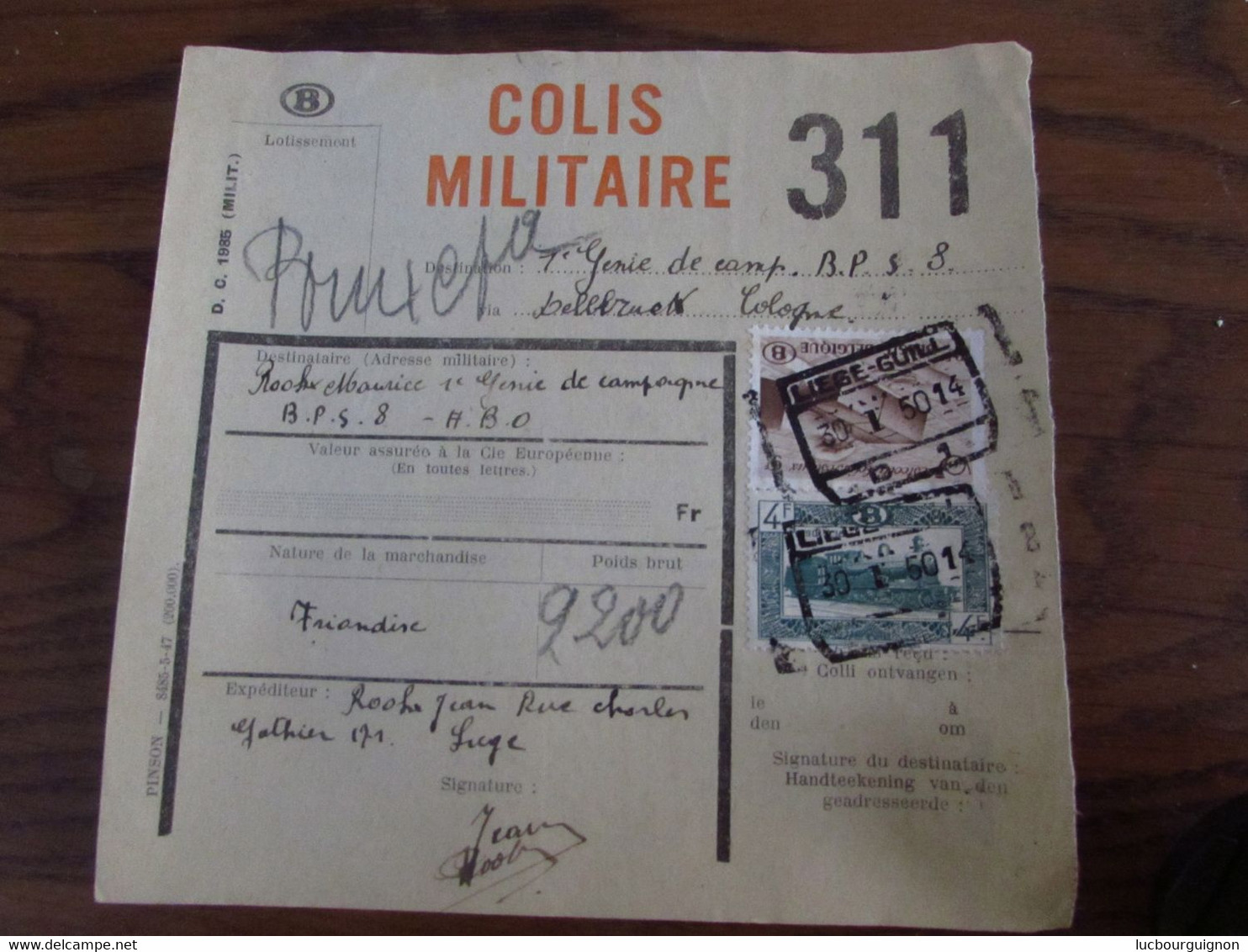 Chemin De Fer N° 301 Et 308 Sur 2 Lettres De Voiture à En-tête COLIS MILITAIRE Oblitérées Liège-guillemins Et Dottignies - Otros & Sin Clasificación