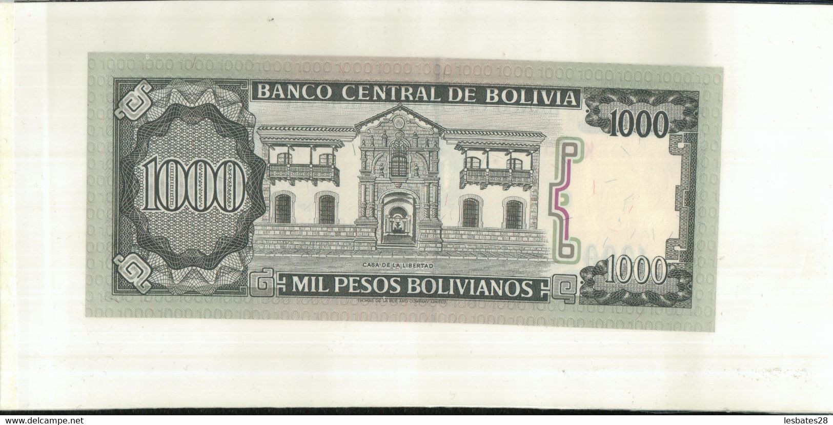 BILLET BOLIVIE 1000 BOLIVIANOS 1982  TTB+  Sept 2020  Clas Noir 21 - Bolivië