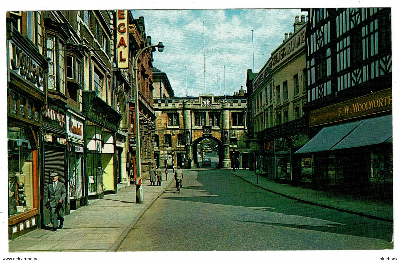 Ref 1399  - 1960's Postcard - Stonebow & Guildhall Lincoln - Regal Theatre & F.W. Woolworth Store - Lincoln