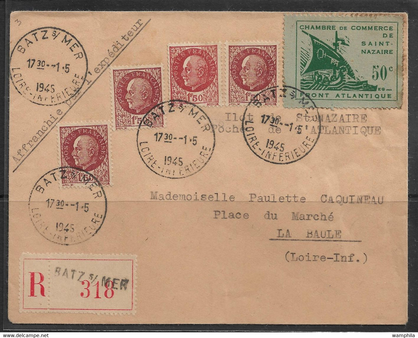 France Chambre De Commerce De ST Nazaire - War Stamps