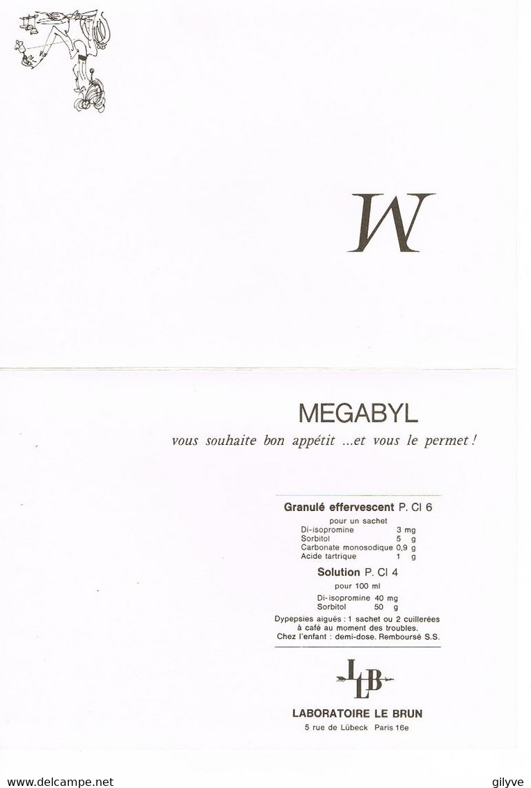 Carte De Correspondance, Non Signée CABU. Publicité  Mégabyl  Au Dos  (n°18) - Cabu