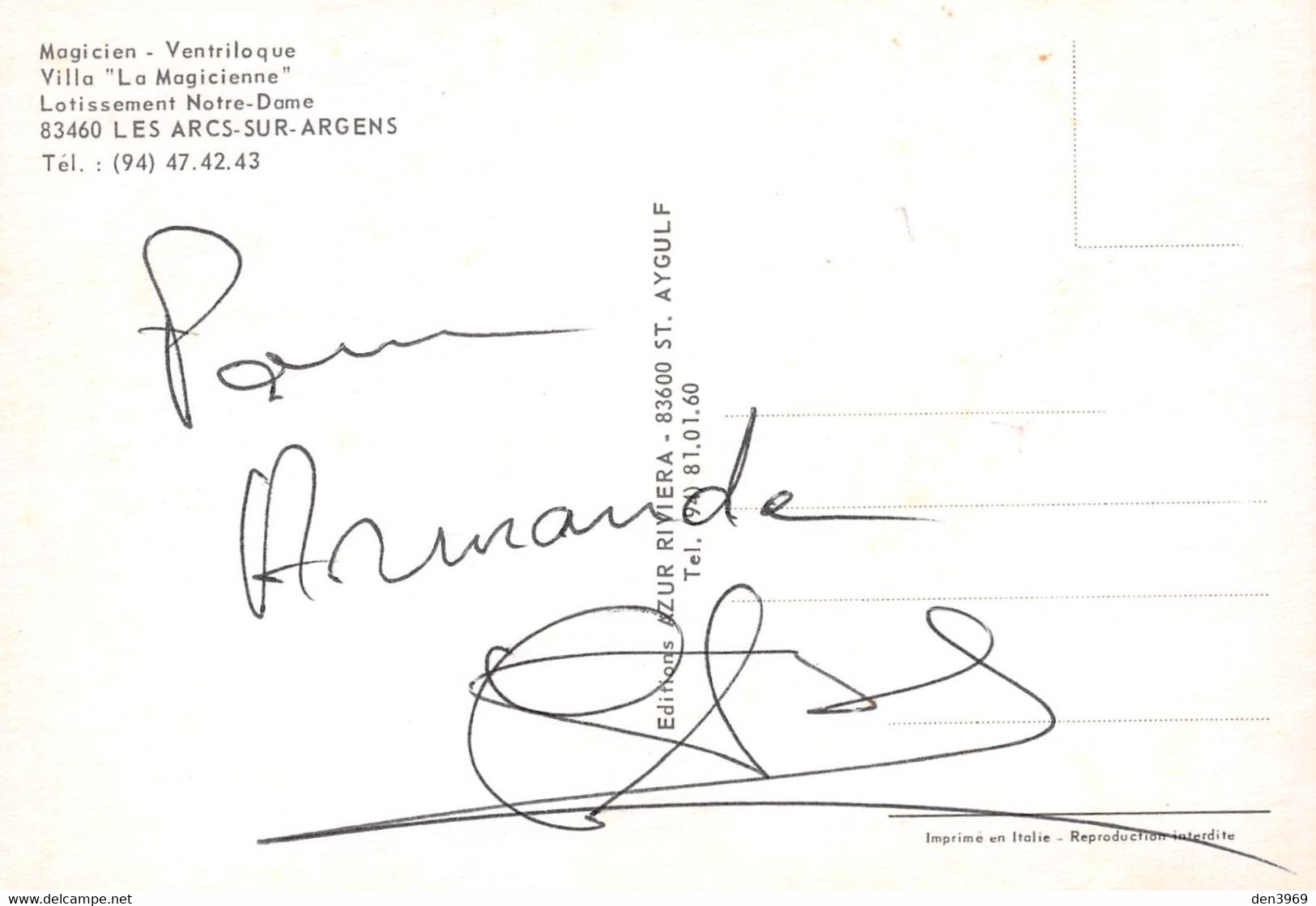 Les ARCS - Christian Bonard Ventriloque, Villa La Magicienne, Lotissement Notre-Dame - Signature, Autographe, Dédicace - Les Arcs