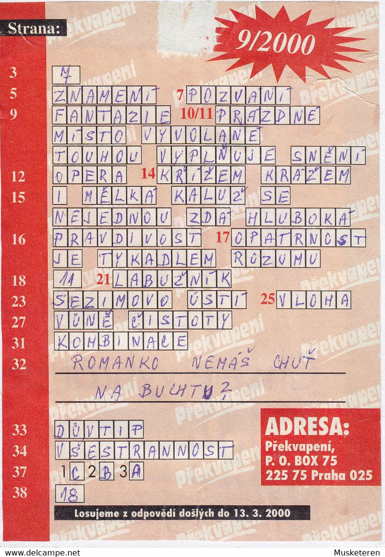 Czech Republic Postal Stationery Ganzsache Entier European Cultural City Prag Praha PARDUBICE 2000 - Unclassified