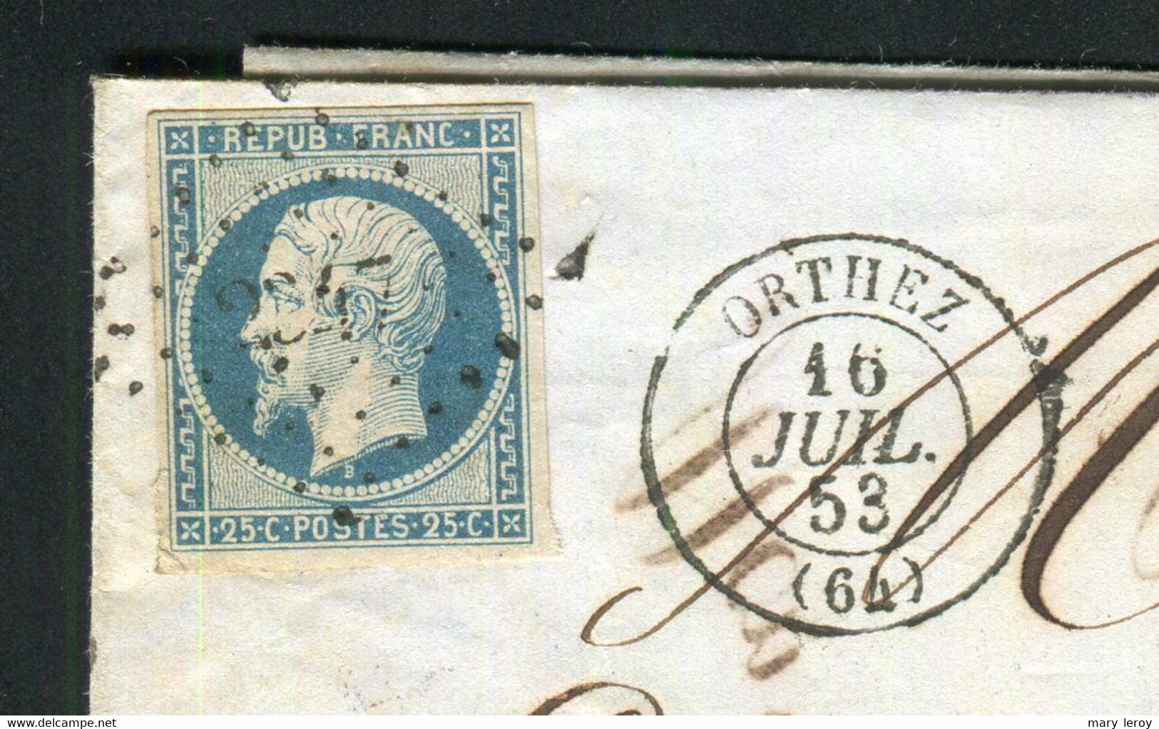 Rare Lettre D'Orthez Pour Bordeaux ( 1853 ) Avec Un N° 10 Présidence - 1852 Louis-Napoleon