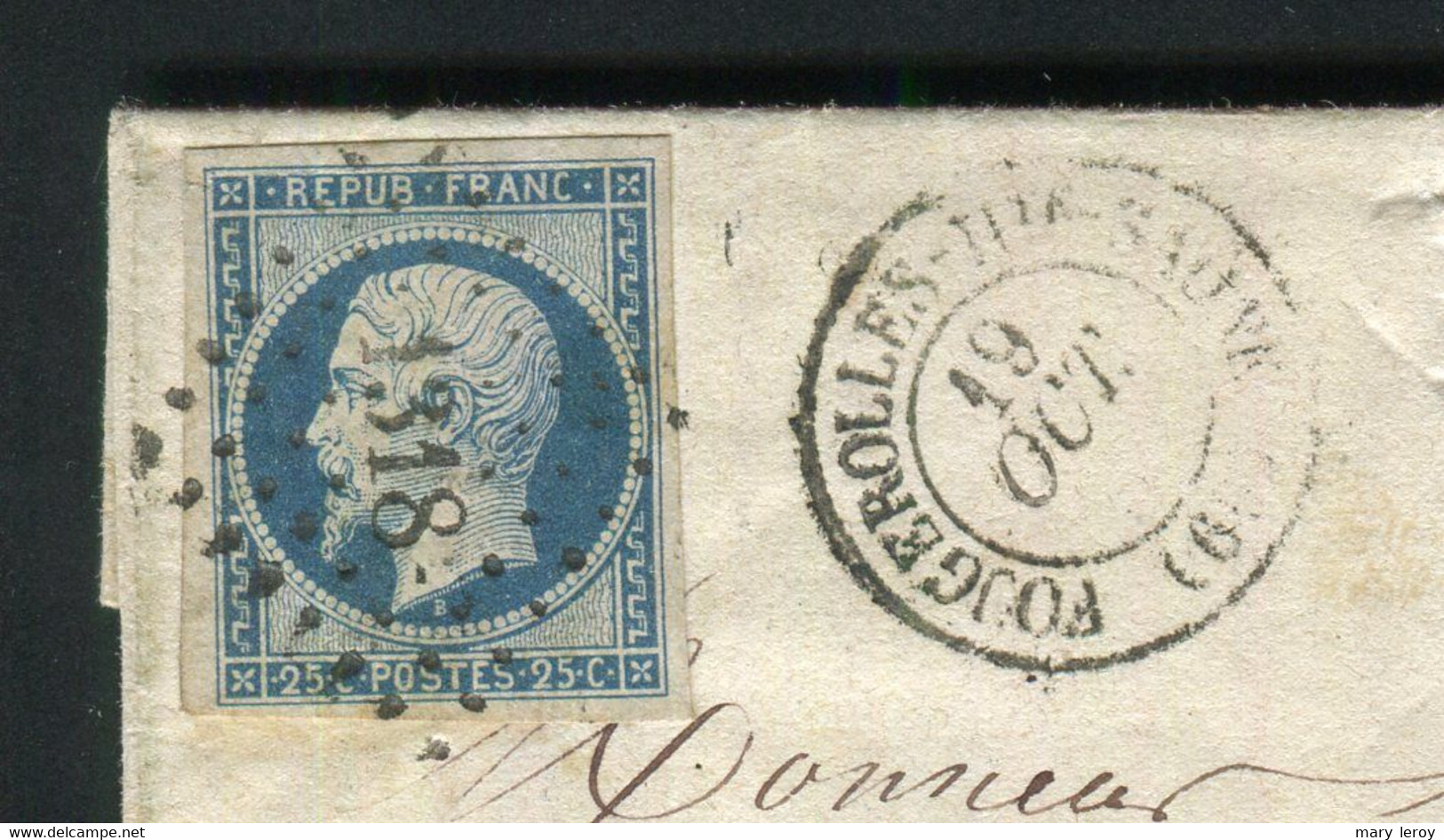 Rare Lettre De Fougerolles Haute Saône Pour Bourbonne ( 1853 ) Avec Un N° 10 Présidence - 1852 Louis-Napoléon