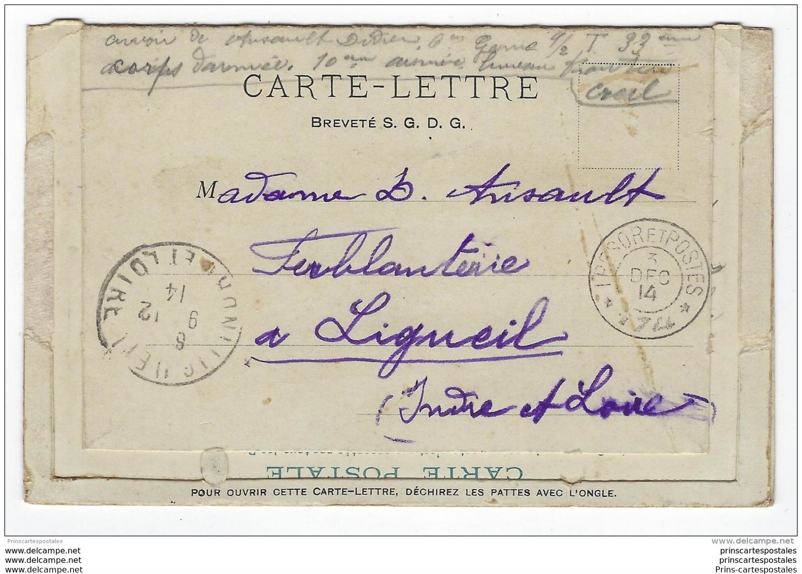 CPA 62 Croisilles La Poste Et Attelage De Chien Sur Carte Lettre Breveté - Croisilles