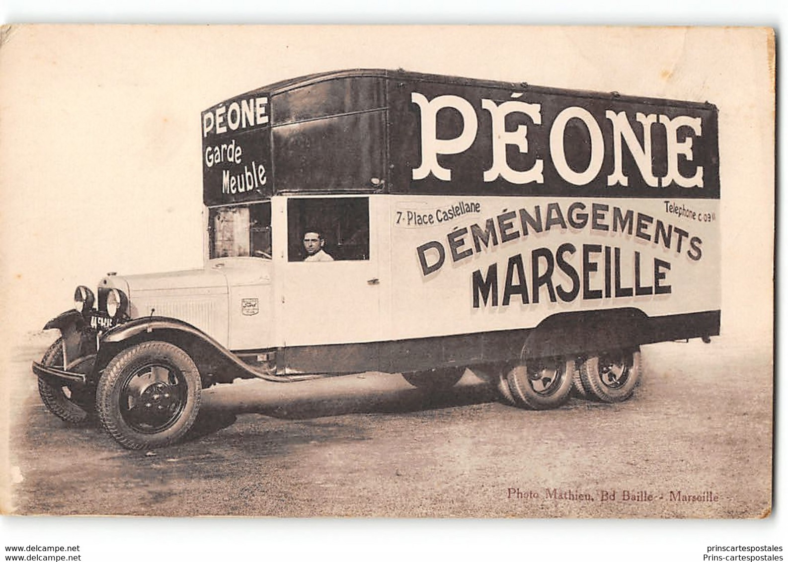 CPA  13 Péone Déménagements Marseille 7 Place Castellane - Camion Ford - Castellane, Prado, Menpenti, Rouet