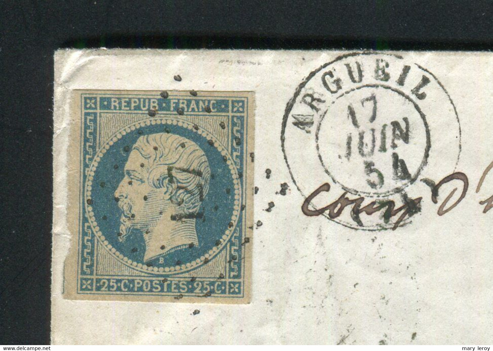 Rare Lettre D'Argueil Pour Lyon ( Juin 1854 ) Avec Un N° 10 Présidence Bleu Sur Teinté - 1852 Louis-Napoleon