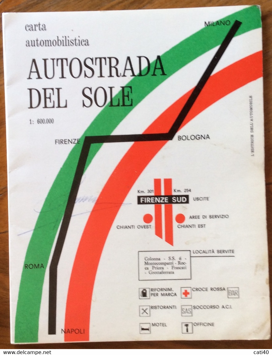 CARTA AUTOMOBILISTICA AUTOSTRADA DEL SOLE  MILANO NAPOLI - PRIMA EDIZIONE - To Identify