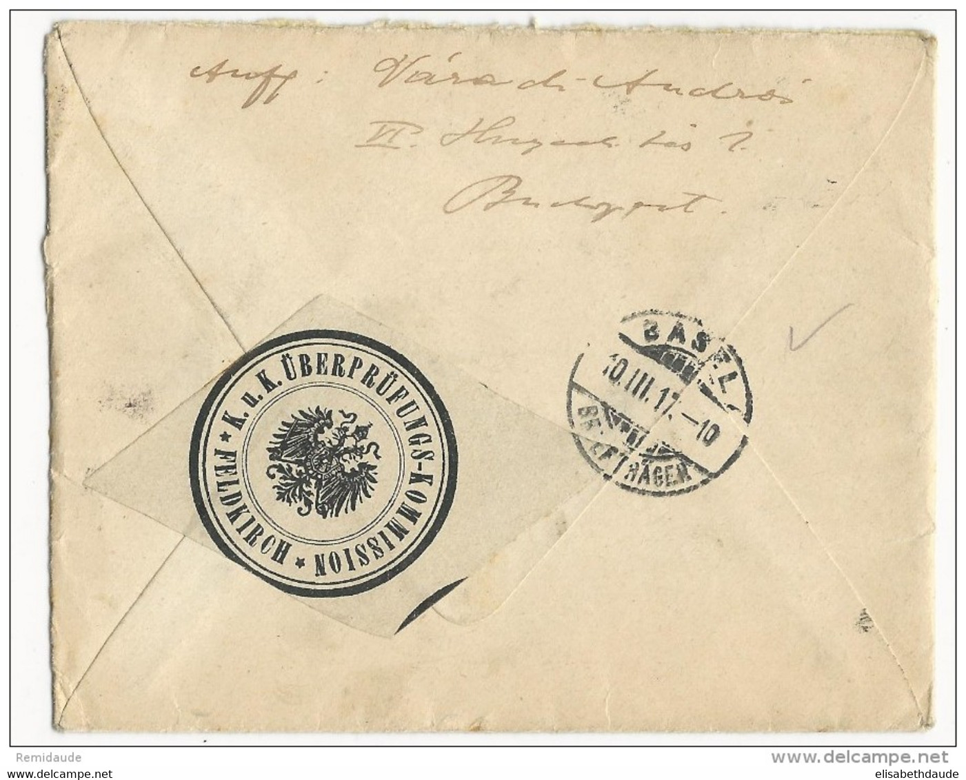 HONGRIE - 1917 - ENVELOPPE RECOMMANDEE De BUDAPEST Avec CENSURE Pour BASEL (SUISSE) - Cartas & Documentos