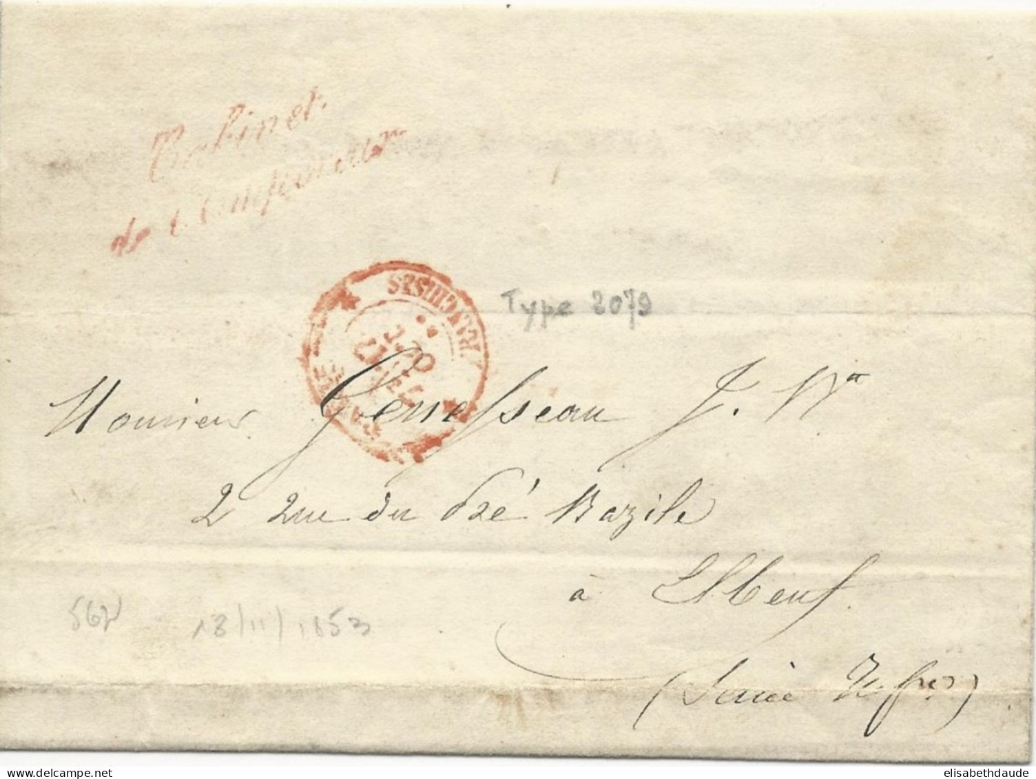 1858 - LETTRE De La COMMISSION PETITIONS Du CONSEIL D'ETAT Avec MARQUE De FRANCHISE CABINET De L'EMPEREUR Pour ELBEUF - Frankobriefe