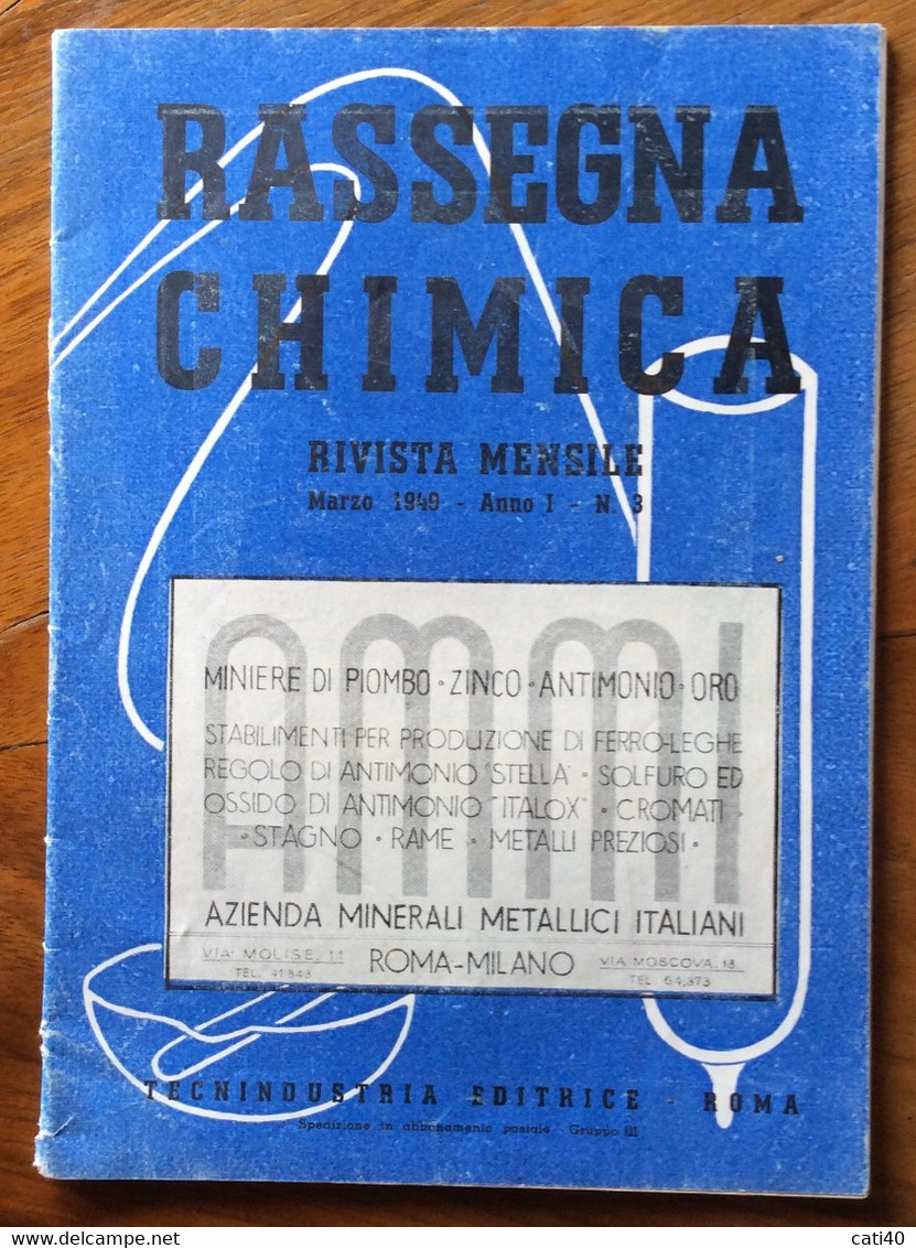 RASSEGNA CHIMICA - RIVISTA MENSILE  - MARZO 1949 - To Identify