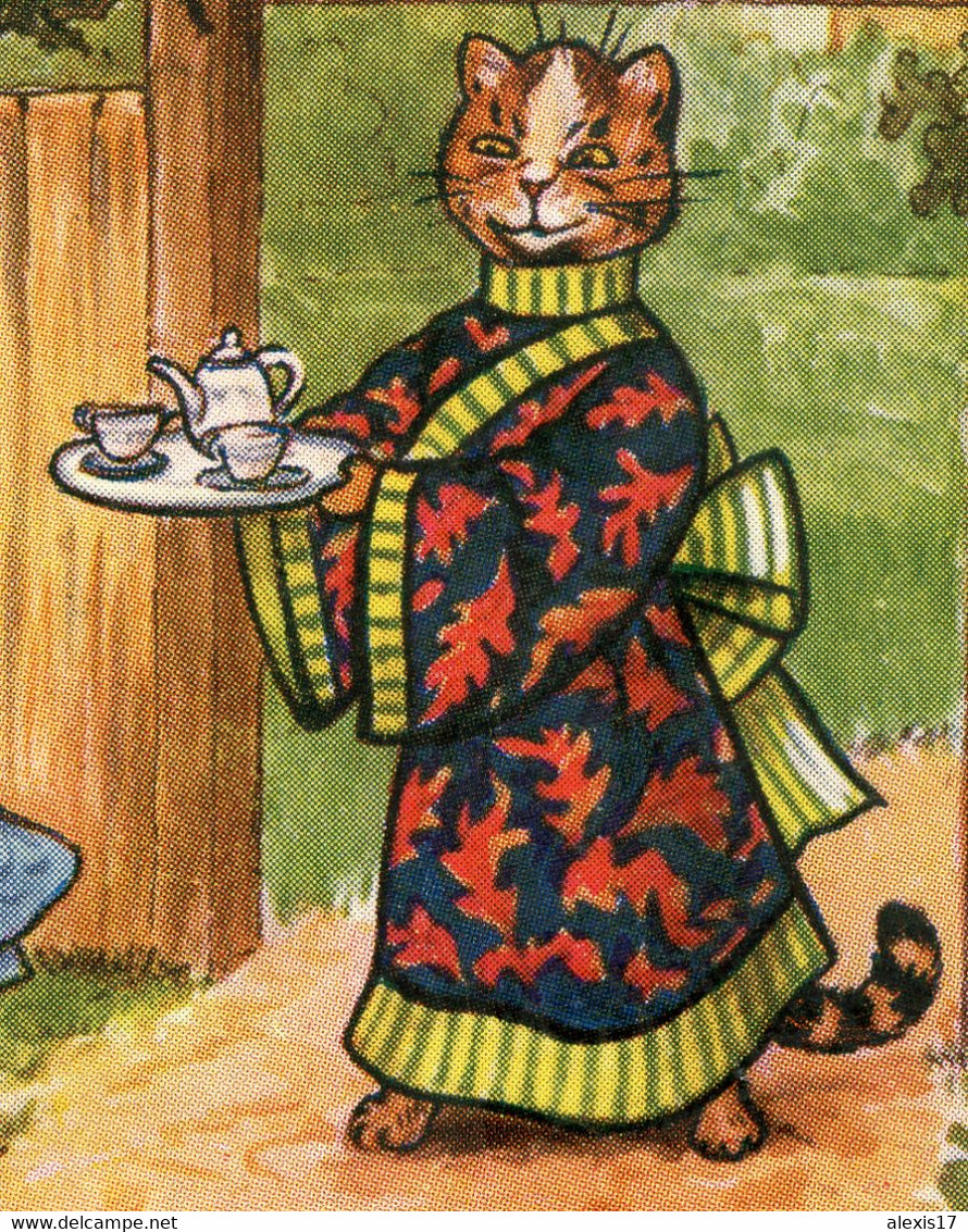 Illustrateur Wain Louis. Japonaises. Série Asie. Chats. Animaux Habillés. Forme Humaine.  "  Salon De Thé.  " Chat. Cat. - Wain, Louis